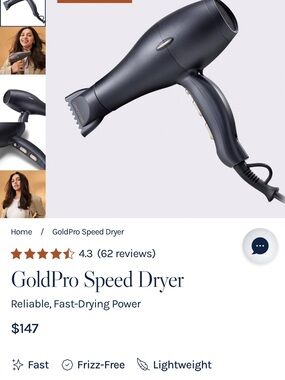 Bio ionic GoldPro Speed Dryer - Charcoal Hair Dryer